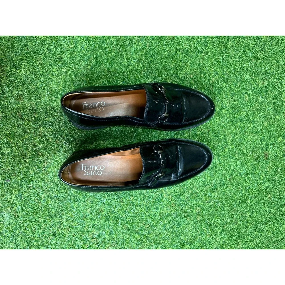 Franco Sarto Cason Women's US 11M Loafers Black Patent Leather Slip On Shoes